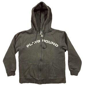 Upper Playground Full Zip Hoodie - Playground Logo Heavy - size Medium Black